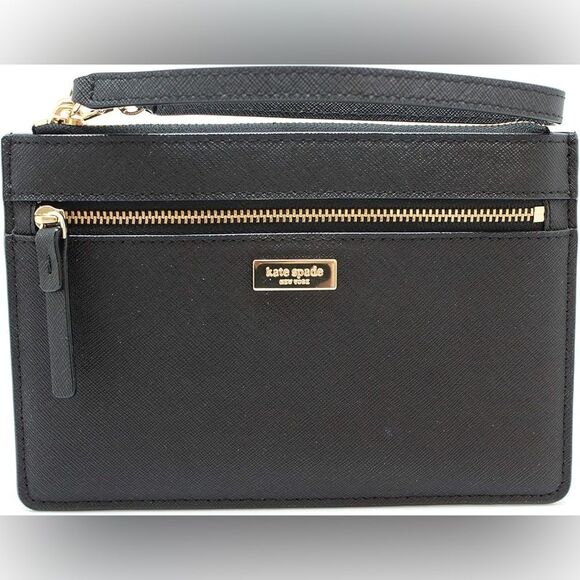 Kate Spade Black Laurel Way Saffiano Leather Wristlet - Picture 2 of 14